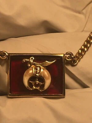 RARE ANTIQUE 1930’s TIE CLIP 1/20 12K GOLD FILLED RED STONE CHAIN STYLE - Image 1 of 4