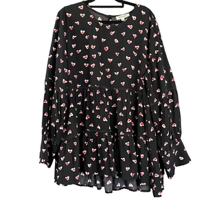 Túnica de viscosa Threadz Top para mujer talla grande XL con puños manga larga con volantes en capas - Imagen 1 de 21