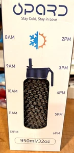Botella de agua de acero inoxidable Opard 32 oz incorporada con pajita - negra - Imagen 1 de 4