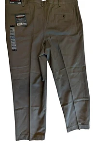 Kirkland Signature Mens Dress Pants 46x32 Brown Non Iron Cotton Classic Fit NEW - Picture 1 of 8