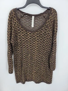 Free People New Romantics Joan of Arc Sweater Dress Womens Small Brown Gold Boho - Picture 1 of 9
