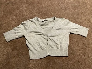 Old Navy Gray 3/4 Sleeve Button Cardigan Sweater Youth Girl - Picture 1 of 8