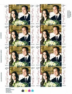 Niue Scott # 864 Royal Wedding 2011 Uncut Stamp Sheet MNH - Picture 1 of 1