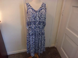FADED GLORY DRESS-SIZE XL-BLUE-WHITE-SLEEVELESS - Picture 1 of 6