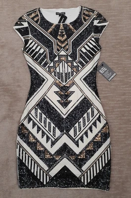 Vestido ceñido al cuerpo Express para mujer talla XS lentejuelas manga fiesta cóctel nuevo con etiquetas Foto 1 de 4