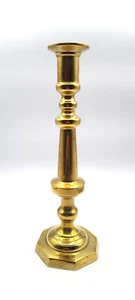 Vintage Brass Candlestick (1) 13.75" Octagon Base Marked Hecho en Mexico Heavy - Picture 1 of 6