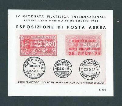 ERINNOFILA-GIORNATA FILATELICA INTERNAZIONALE - RIMINI-SAN MARINO 1947 -  - Immagine 1 di 2
