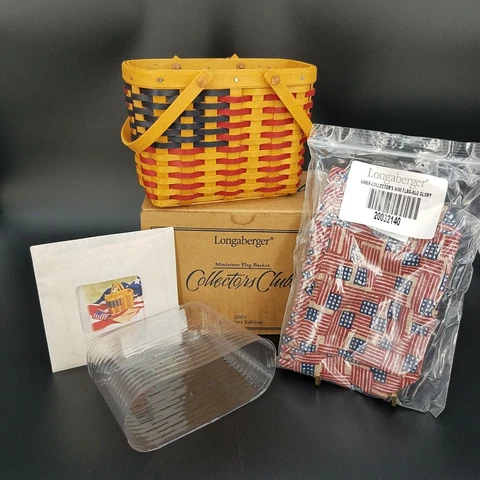Longaberger Collectors Club Miniature Flag Basket Set~Sold 2 Month Only~American Cover