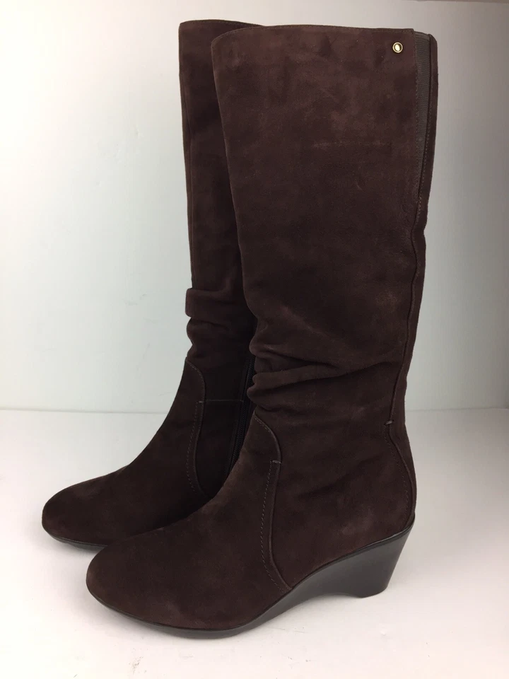 Blondo Boots Women's 9.5 M Lizeth Tall Knee Dark Brown Suede Waterproof Wedge - Image 1 of 4