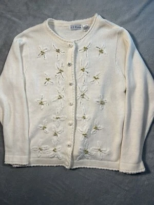 Vintage BP DESIGN Womens Size XL Beaded Embroidered Holly Knit Cardigan Sweater - Image 1 of 4