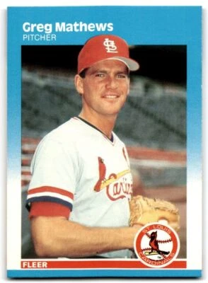 1987 Fleer Greg Mathews Rookie p St. Louis Cardinals #303 - Image 1 of 2