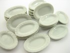 Mixed 20 Oval Plate Dishes White Dollhouse Miniatures Ceramic Dinner Set 13342