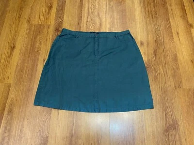 GUDRUN SJODEN WASHED LINEN/COTTON STRETCH TEAL SHORT A-LINE SKIRT-XL - Image 1 of 4