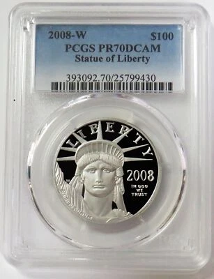 2008 W PLATINUM AMERICAN EAGLE $100 PROOF 1oz PCGS PR 70 DCAM - Image 1 of 2
