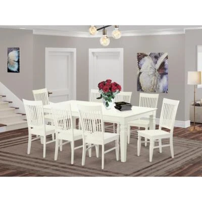 9  PcTable  set  with  a  Dining  Table  and  8  Dining  Chairs  in  Linen ... - Image 1 of 4