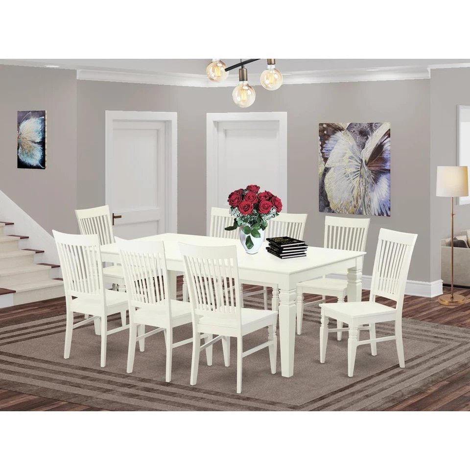 9  PcTable  set  with  a  Dining  Table  and  8  Dining  Chairs  in  Linen ... - Image 1 of 4