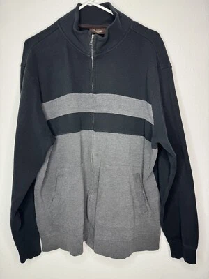 Tasso Elba Pullover Black Gray Full Zip Long Sleeve Golf Shirt Mens Size XL - Image 1 of 4
