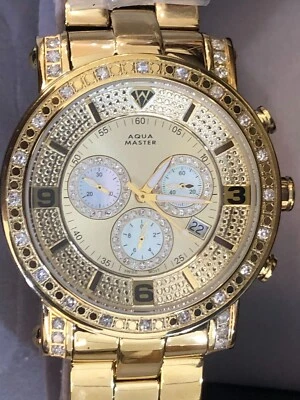 swiss made black diamond watch,aqua master,8.5 ct diamonds.new,black/rose - Image 1 of 4