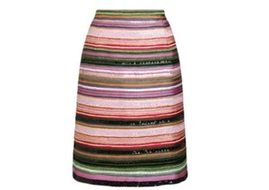 Jigsaw Skirt Ribbons Sparke Sequin Embroidered Pink Boho Knee Length Size 8 - Picture 1 of 9