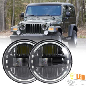 7" Round LED Headlights DRL Hi/Lo For Jeep Wrangler JK TJ CJ LJ DOT Approved - Picture 1 of 12