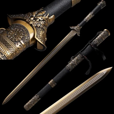 42'' Straight Dragon Chinese Sword Sharp Double Edge Manganese Steel Han Jian - Image 1 of 4