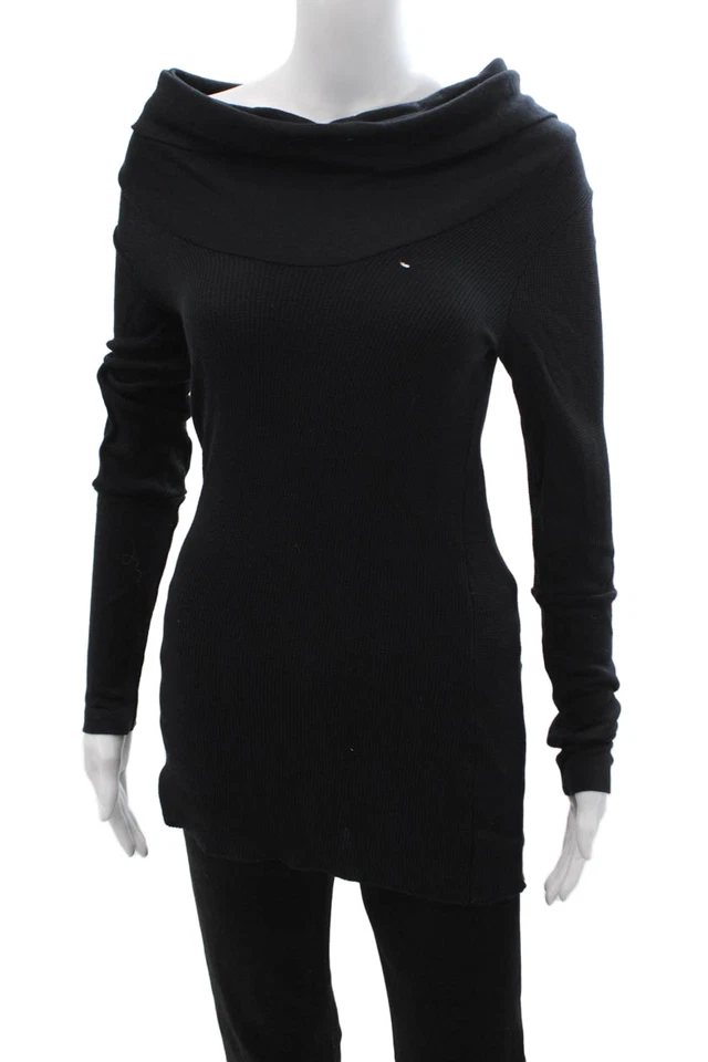 Espléndido Suéter Pullover Para Mujer Negro Cuello Alto Pima Mezcla Modal Talla L Foto 1 de 4