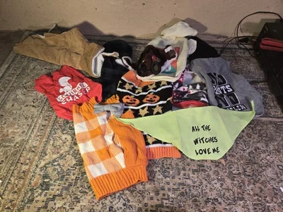 Dog Clothes Lot Of 11 Sweaters/ Tee/Bow Tie/Hat/Bandanna Small/XS - Image 1 of 4