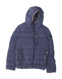 PEUTEREY Mens Hooded Padded Jacket UK 38 Medium Navy Blue CJ18 - Picture 1 of 3