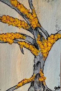 Tarjeta de arte ACEO original, botánica, acrílica, abstracta, arte externo, arte bruto - Imagen 1 de 4