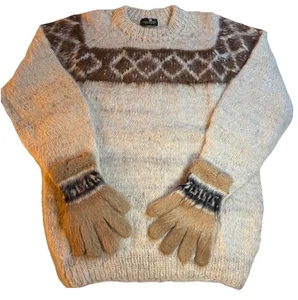 Suéter y Guantes Latinos Especialidades 100% Lana Alpaca Bolivia Tejido a Mano Isla Justa - Imagen 1 de 6