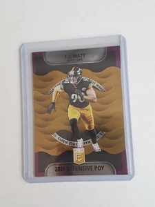 Donruss Elite 2022 TJ. WATT 2021 Defensive Poy púrpura SSP#17/75-STEELER ALL PRO - Imagen 1 de 2