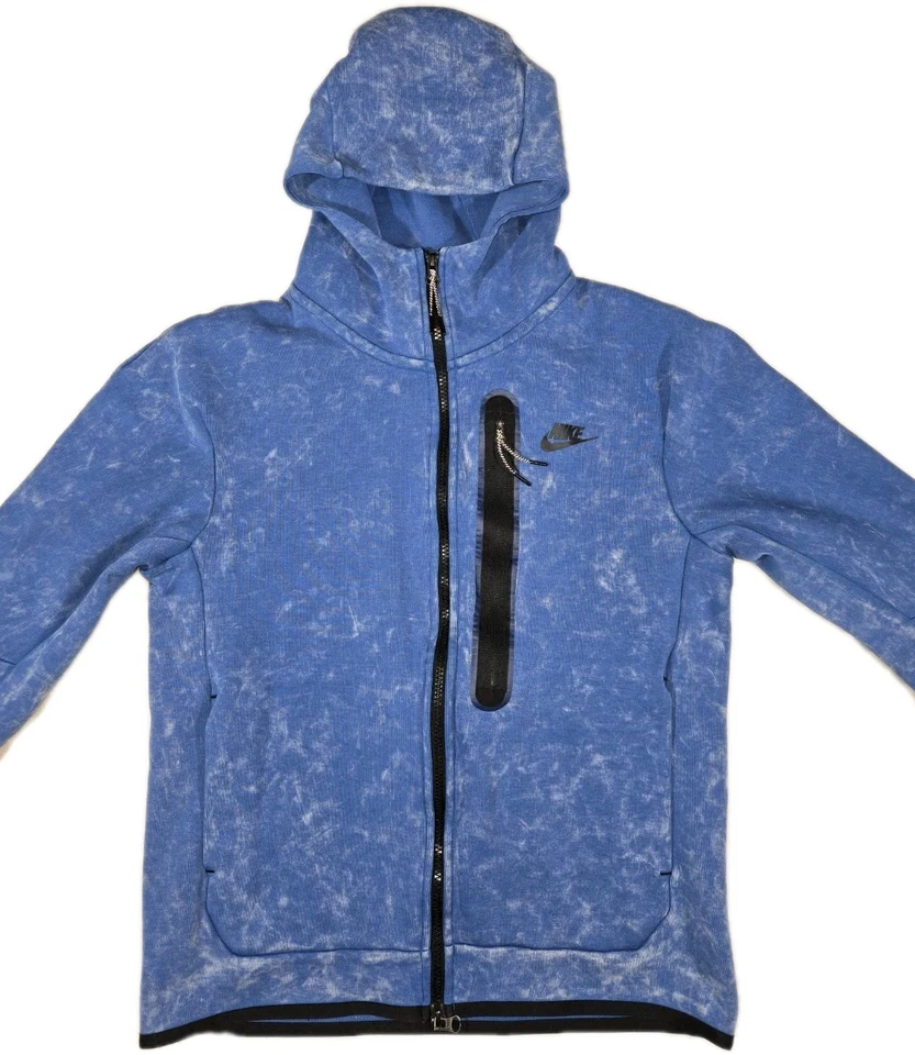Mens Nike Sportswear Tech Fleece Full Zip Hoodie Blue White Small - Image 1 of 4