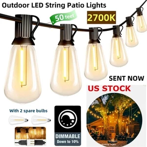 LED Outdoor String Lights,50FT Dimmable Patio Lights for Camping Backyard Garden - Picture 1 of 22