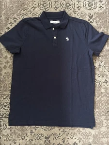Abercrombie Kids Short Sleeve Collared Shirt Uniform Navy Blue Sz 17/18 - Picture 1 of 4