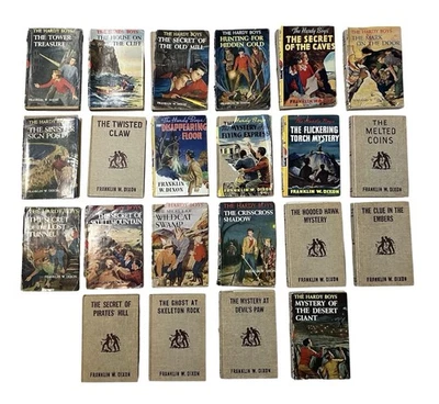 Vintage Hardy Boys Books Lot 22 Franklin Dixon Brown Tweed Cover Good Condition - Image 1 of 4