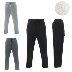 FIL Mens Sherpa Fleece Lined Track Pants Straight Leg Warm Sweatpants Trousers - Picture 1 of 25