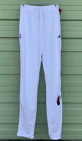 NBA MIAMI HEAT WARM UP ADIDAS MEN TEARAWAY PANTS WHITE SIZE 4XLT #10 #5042k Cover