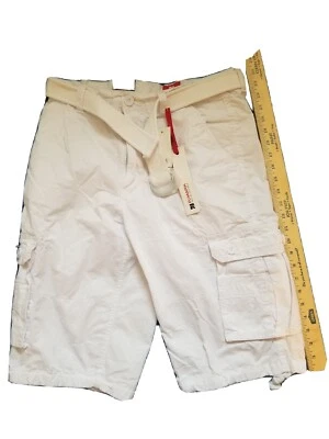Nuevo Hombre PJ MARK TALLA 32, Blanco Carga Pantalones Cortos con Cinturón 91301 Nuevo con Etiqueta Foto 1 de 4