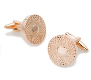 Handmade Circle Design Men's Stylish Cufflinks In Solid 10K Rose Gold - Picture 1 of 5