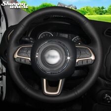 Black Genuine Leather Car Steering Wheel Cover for Jeep Compass 2017 Renegade