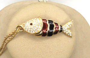 Swarovski Swam Signed Articulated Fish Pendant and Chain Set - Picture 1 of 6