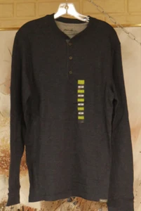 NWT EDDIE BAUER MENS SMALL NAVY HEATHER PREMIUM L/S THERMAL HENLEY NECK SHIRT - Picture 1 of 5