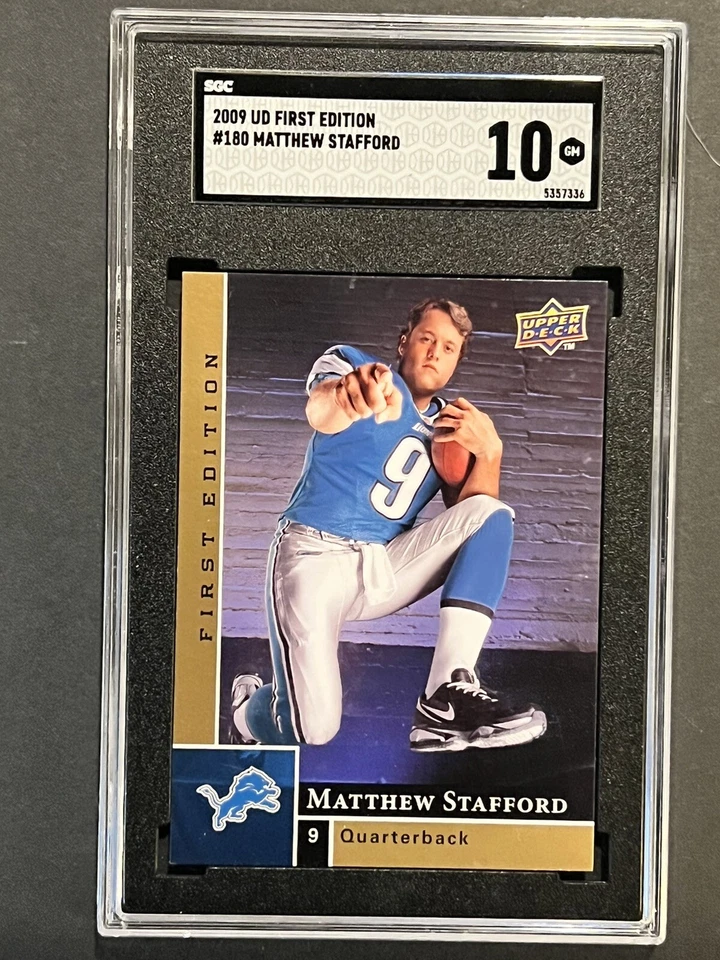 2009 Upper Deck Rams Matt Stafford RC #180 - Rookie 1st Edition Card SGC 10 GEM  - Image 1 of 2