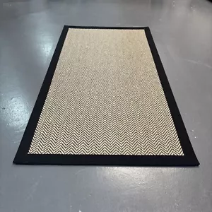 Herringbone Java Beige Floor Runner with 100% Black Cotton Border - Picture 1 of 3
