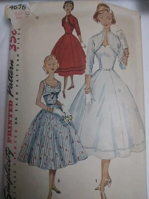 Dress Bolero Crop Jacket 16 Simplicity 4676 Sewing Pattern 40's Bridal Wedding - Image 1 of 4