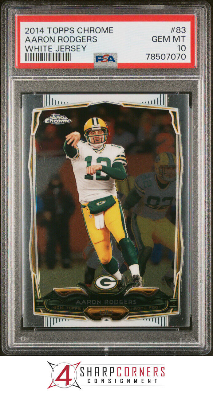2014 TOPPS CHROME #83 AARON RODGERS WHITE JERSEY PSA 10 F3714311-070