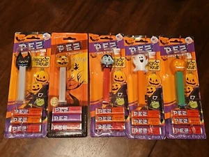 5X NEW PEZ HALLOWEEN GLOW IN THE DARK PUMPKIN & BAT! GHOST DRACULA VAMPIRE! r63 - Picture 1 of 1