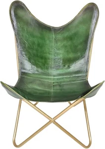 Vintage Style Leather Butterfly Chair – Handmade Boho Accent Chair - Picture 1 of 11