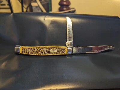 Cuchillo de Bolsillo Plegable Jackknife 2 Hojas Plástico Imitación Hueso Mango CHINA 7" Foto 1 de 4