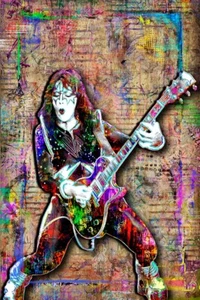 Poster Pop Art ACE FREHLEY KISS 12x18in, KISS Musica Pop Art Spedizione Gratuita Stati Uniti - Foto 1 di 9